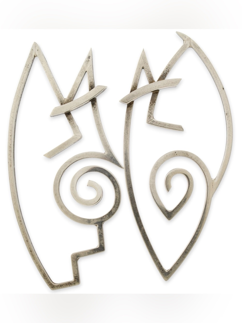Vintage Postmodern Abstract Sterling Silver Earrings by Artist Charlie Buck